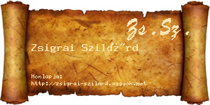 Zsigrai Szilárd névjegykártya